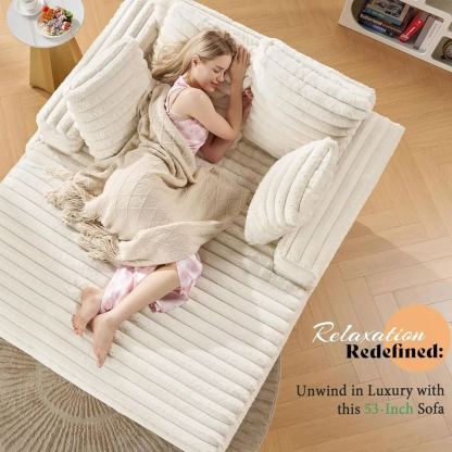 🎉Last day clearance sale💝Plush Sleeper Chaise Lounge - Upholstered Sofa Bed with Soft Throw Pillows