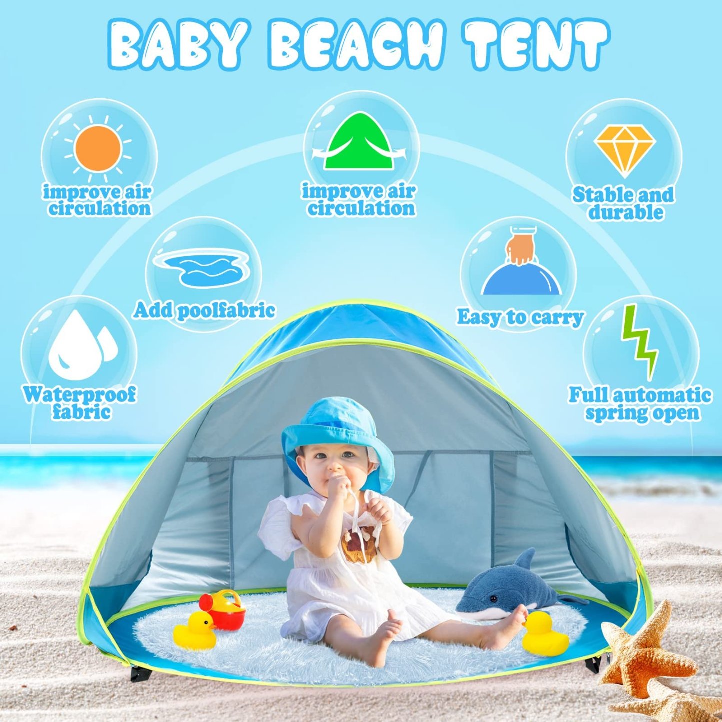 🎉𝗧𝗼𝗱𝗮𝘆'𝘀 𝗦𝗽𝗲𝗰𝗶𝗮𝗹𝘀💝Buy 2 Get 2 Free 🏖Portable Uv-Resistant Baby Beach Tent