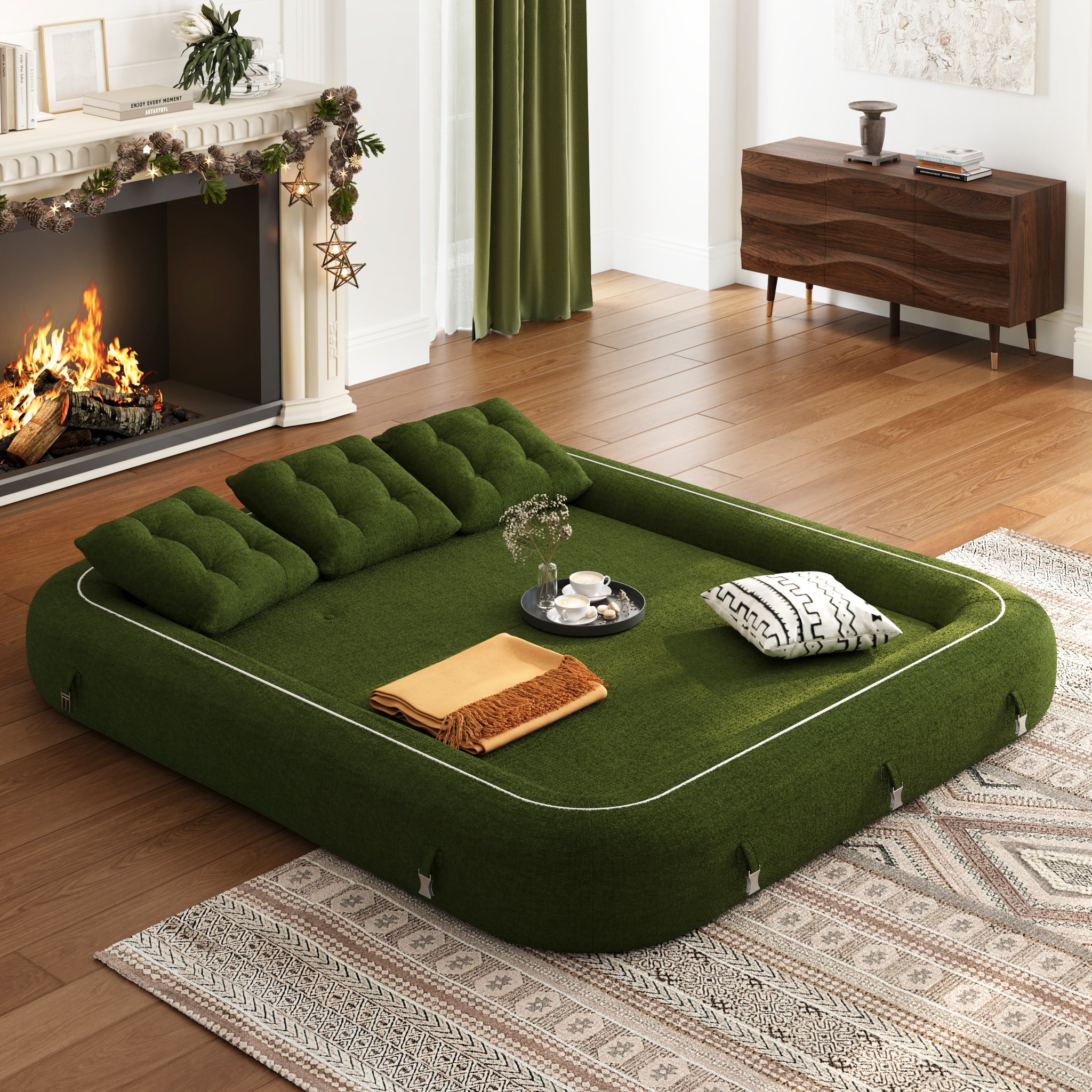 🔥【Factory direct sales】🔥Last day limited time offer⚡King 3-Seater Velvet Convertible Futon Sofa Bed - Bring comfort home💖