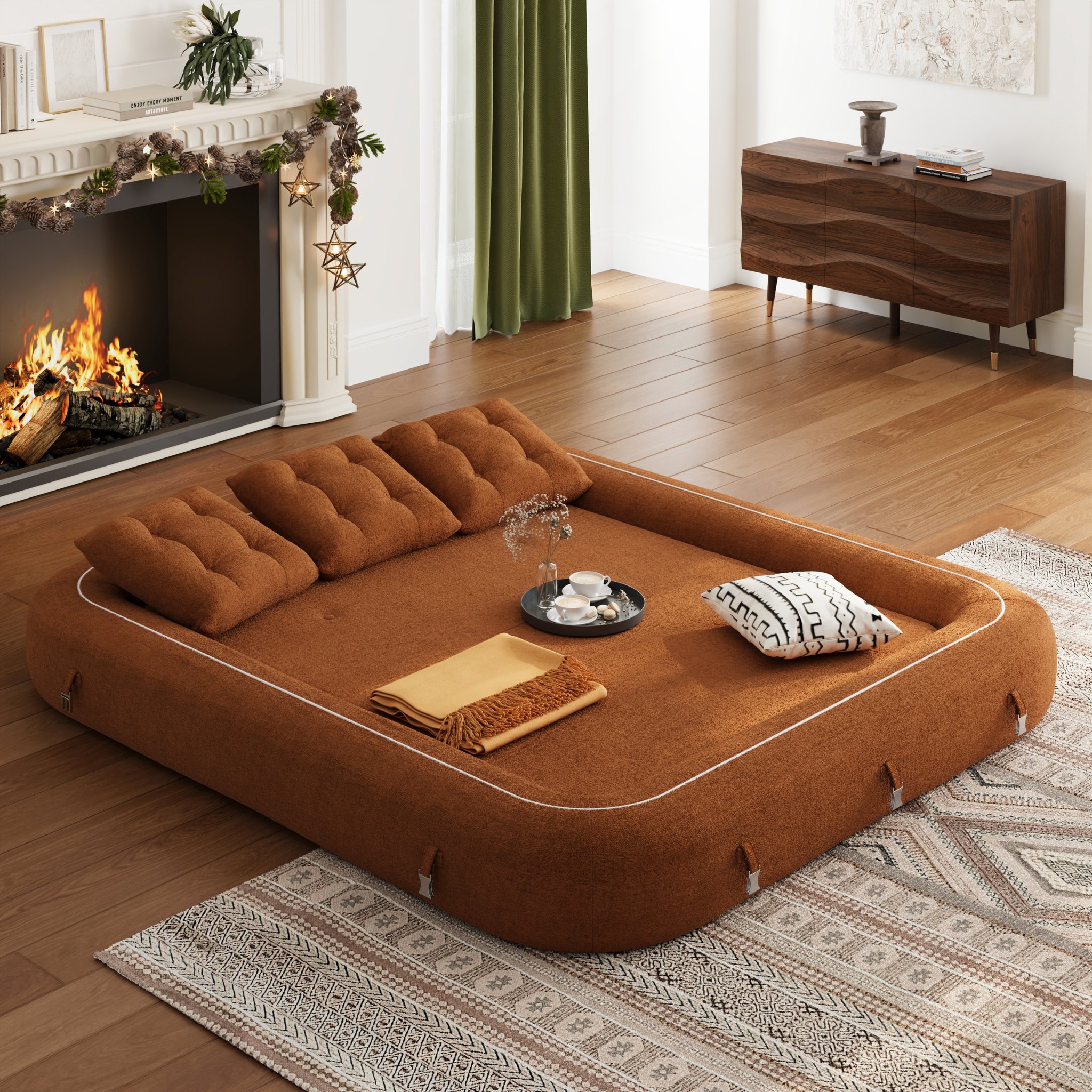 🔥【Factory direct sales】🔥Last day limited time offer⚡King 3-Seater Velvet Convertible Futon Sofa Bed - Bring comfort home💖