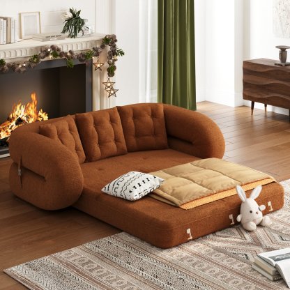 🔥【Factory direct sales】🔥Last day limited time offer⚡King 3-Seater Velvet Convertible Futon Sofa Bed - Bring comfort home💖