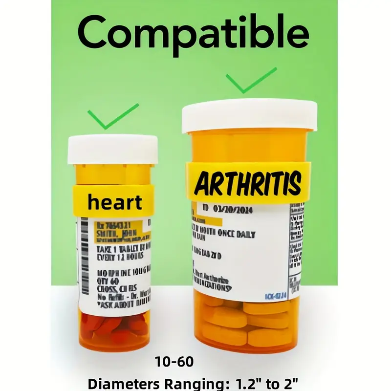 💊Easy-to-Use Pill Bottle Clips with Marker-🧓 for Quick Identification & Organization