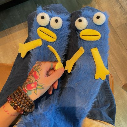 Unleash the Cuteness❄️: Warm & Cozy Fluffy Cartoon Monster Socks on Sale! 🧦👾