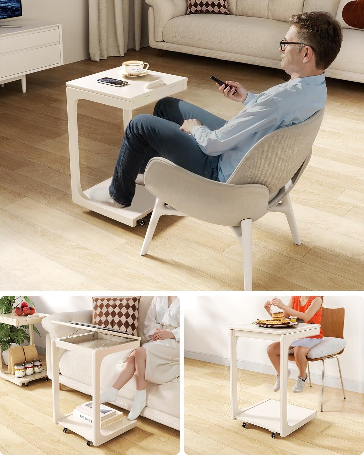 💝𝗧𝗼𝗱𝗮𝘆'𝘀 𝗦𝗽𝗲𝗰𝗶𝗮𝗹𝘀💝Buy 2 Get 2 Free✨Wooden C-Shaped End Table