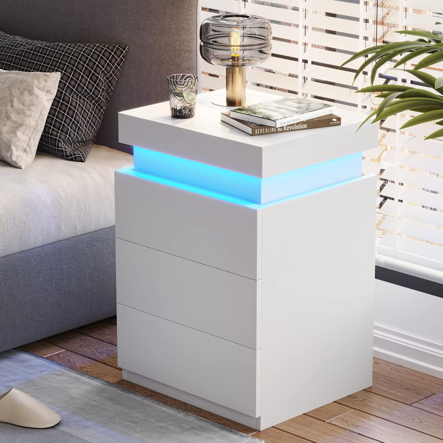 💝𝗧𝗼𝗱𝗮𝘆'𝘀 𝗦𝗽𝗲𝗰𝗶𝗮𝗹𝘀💝Buy 2 Get 2 Free✨Nightstand With Sliding Top Charging Station And LED Lights