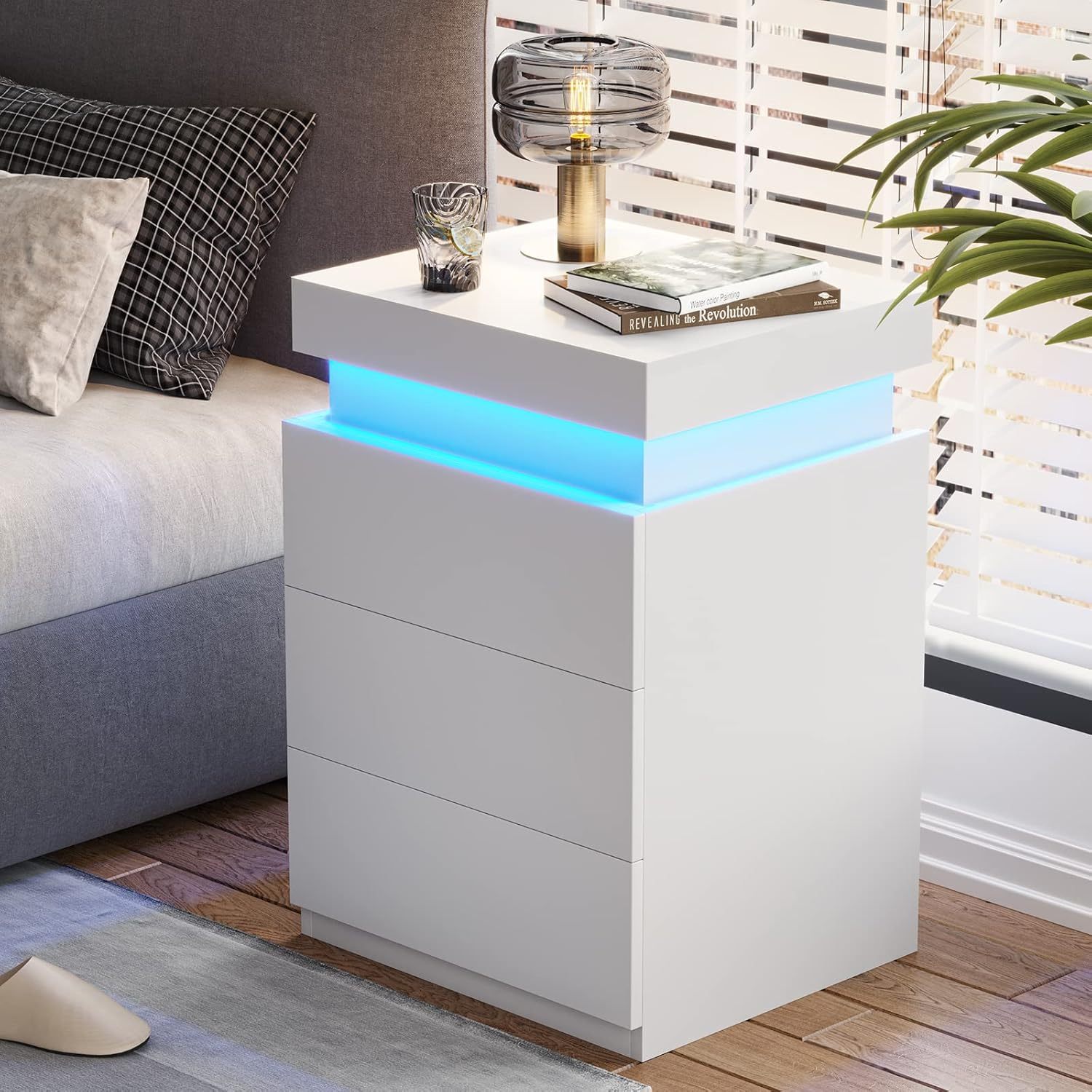 💝𝗧𝗼𝗱𝗮𝘆'𝘀 𝗦𝗽𝗲𝗰𝗶𝗮𝗹𝘀💝Buy 2 Get 2 Free✨Nightstand With Sliding Top Charging Station And LED Lights