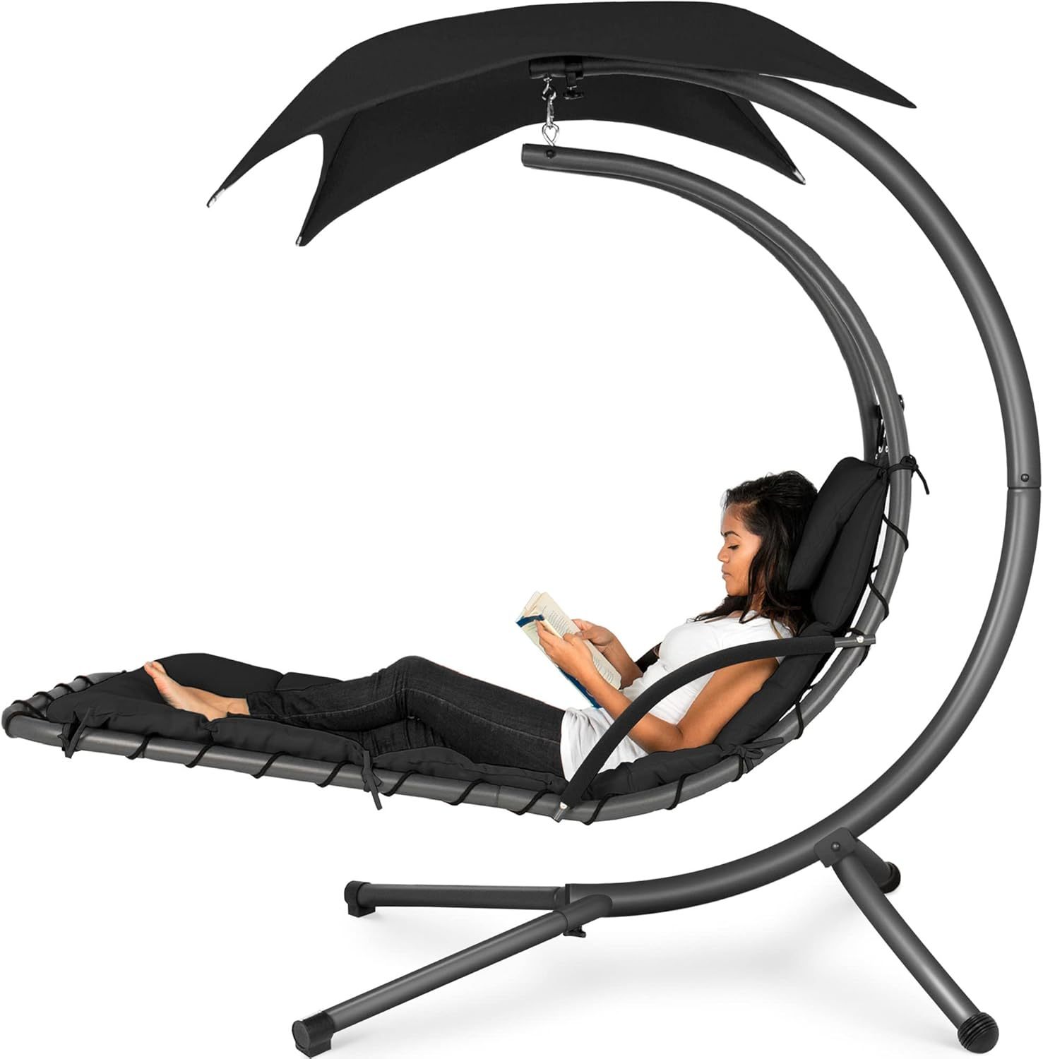 🔥HOT SALE NOW!!!💝Buy 2 Get 2 Free ✨Outdoor Hanging Curved Steel Chaise Lounge Chair