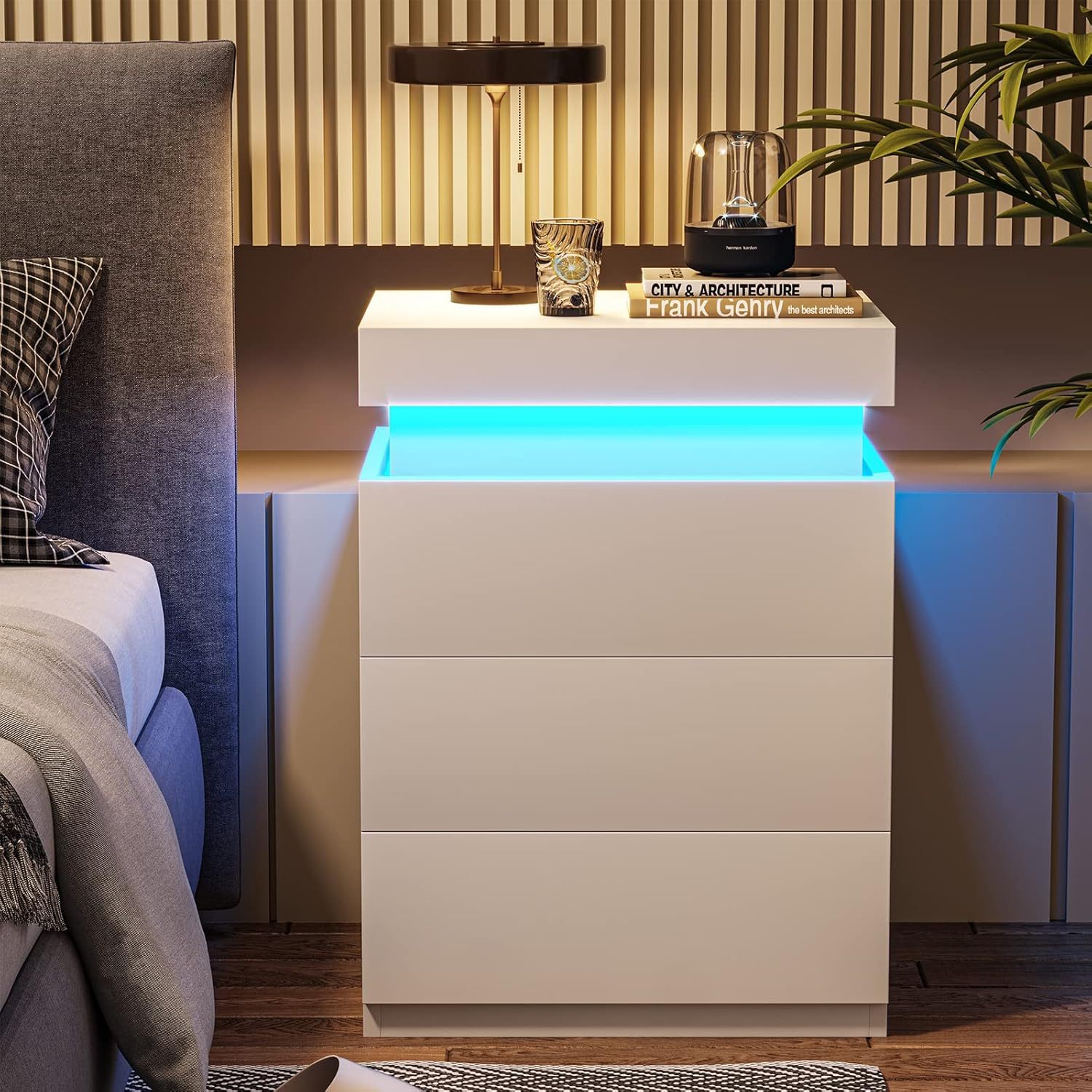 💝𝗧𝗼𝗱𝗮𝘆'𝘀 𝗦𝗽𝗲𝗰𝗶𝗮𝗹𝘀💝Buy 2 Get 2 Free✨Nightstand With Sliding Top Charging Station And LED Lights