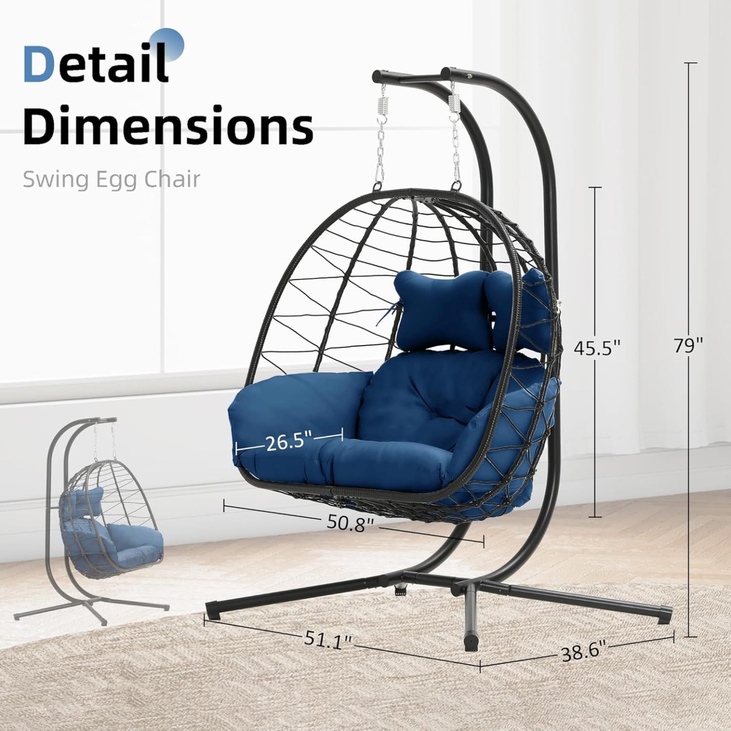 🔥HOT SALE NOW!!!💝Buy 2 Get 2 Free✨Double Wicker Swing Egg Chair Indoor Outdoor