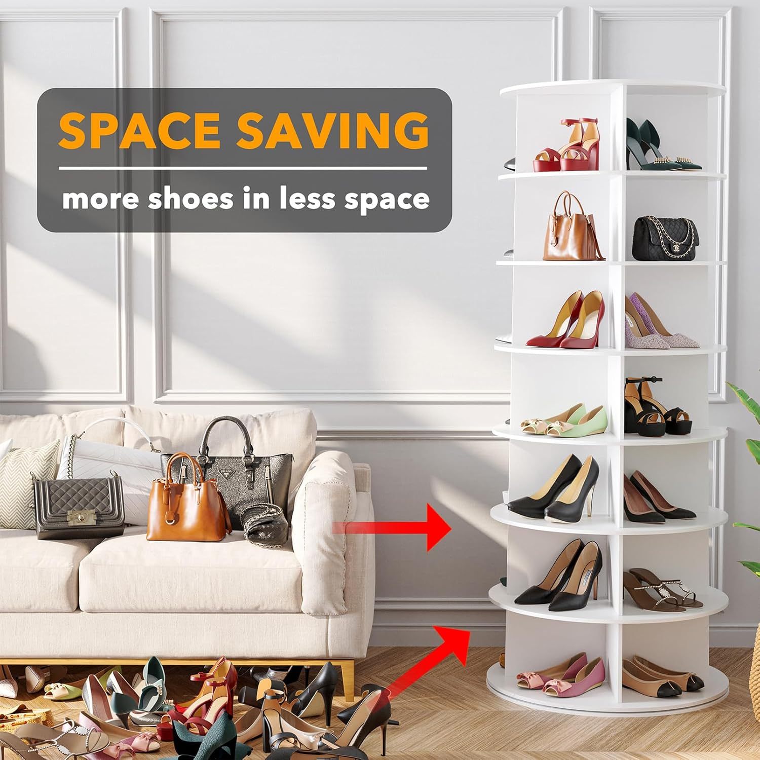 🔥Soon to be sold out!!💝Buy 2 Get 2 Free✨Rotating Shoe Rack Tower