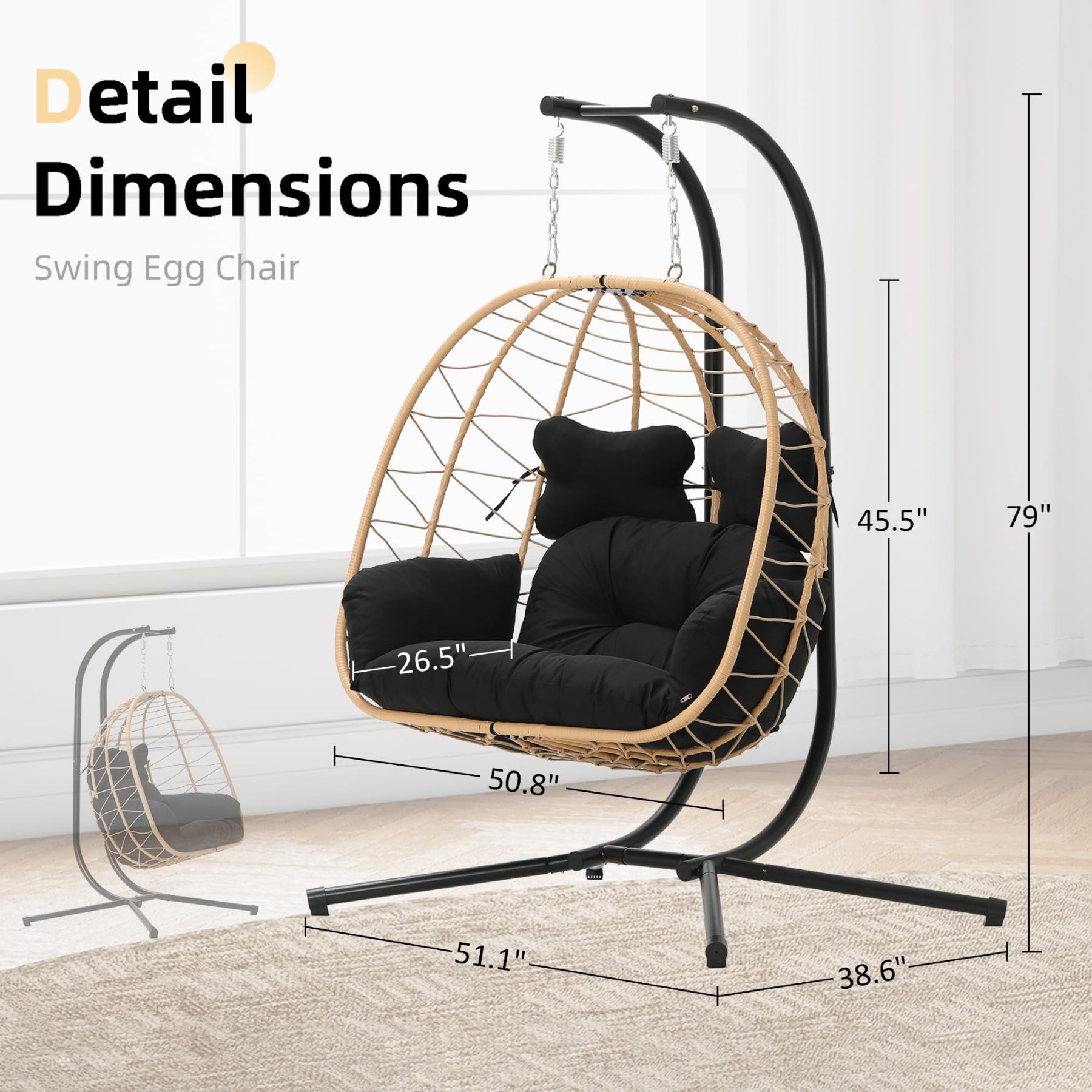 🔥HOT SALE NOW!!!💝Buy 2 Get 2 Free✨Double Wicker Swing Egg Chair Indoor Outdoor