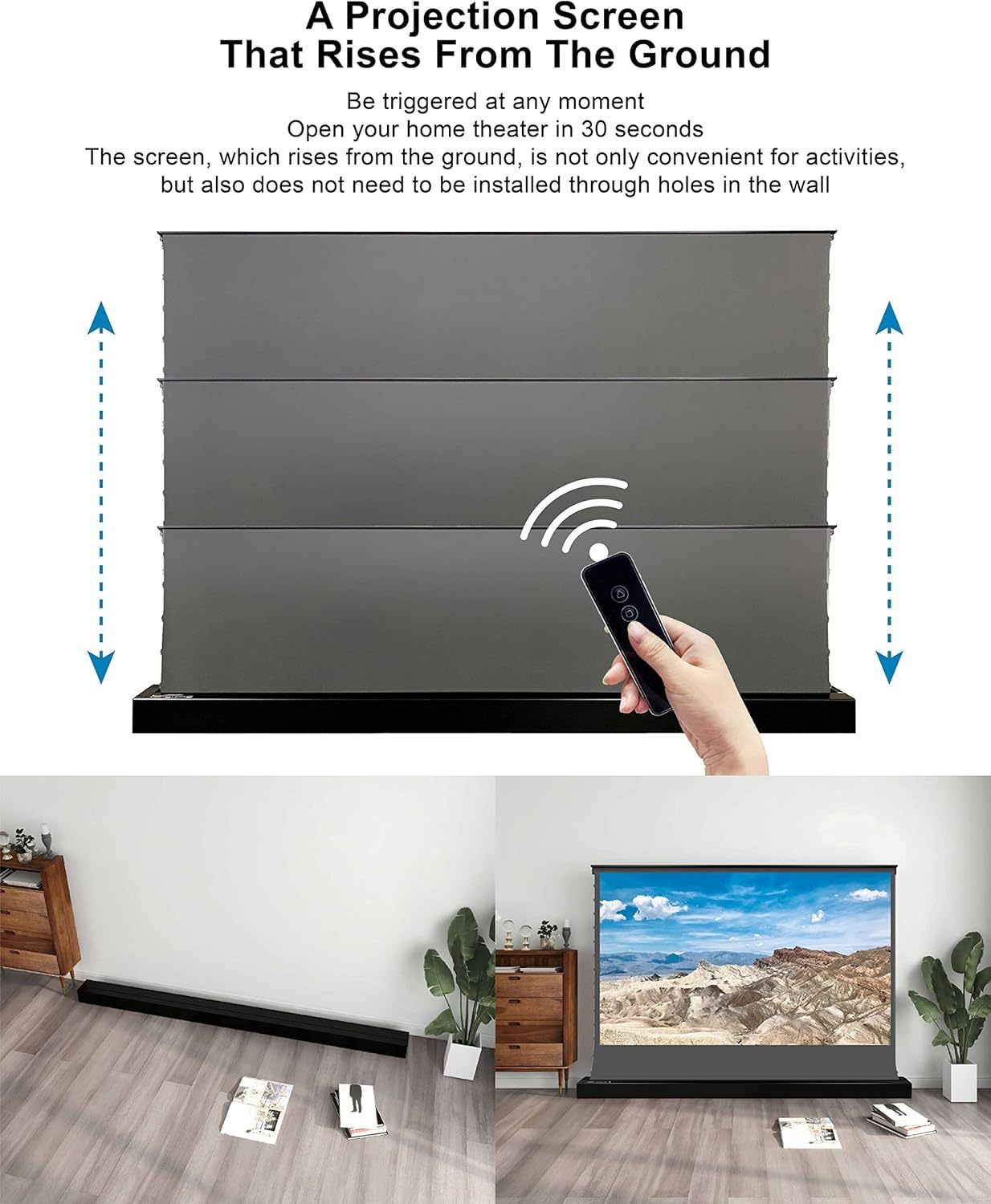 💗OMG! Huge discounts are coming!🍿Motorized Floor-Rising Projection Screen🚀