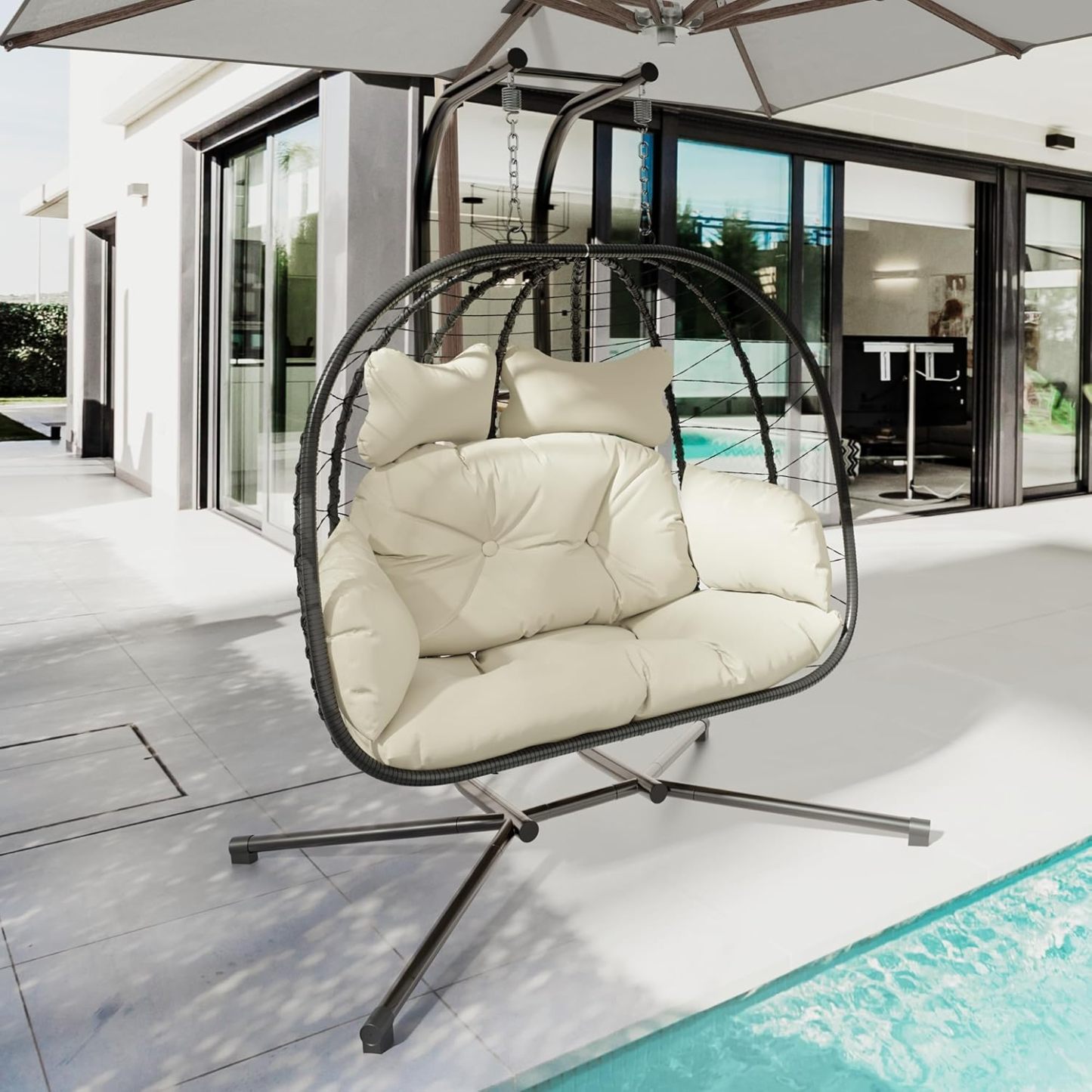 🔥HOT SALE NOW!!!💝Buy 2 Get 2 Free✨Double Wicker Swing Egg Chair Indoor Outdoor