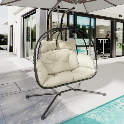 🔥HOT SALE NOW!!!💝Buy 2 Get 2 Free✨Double Wicker Swing Egg Chair Indoor Outdoor