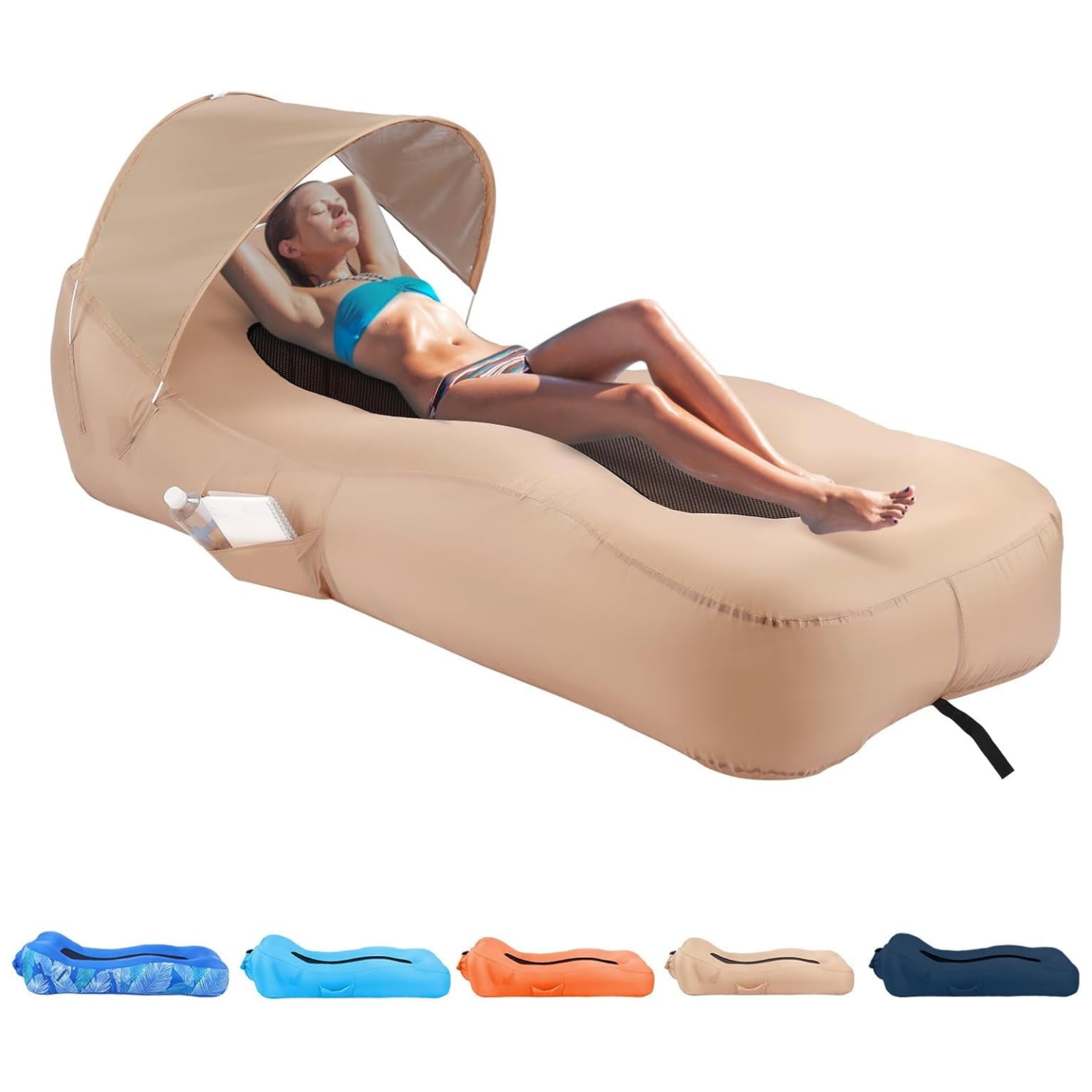 💝Summer Hot Sale💝Buy 2 Get 2 Free🏊Inflatable Lounger Air Sofa with Sun-Shade Tent