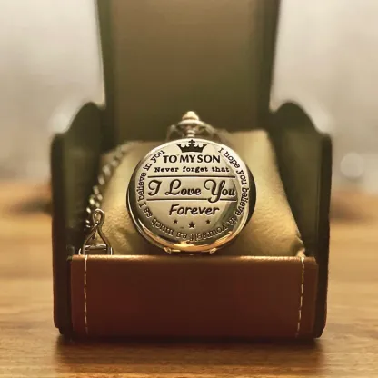 To My Son Quartz Pocket Chain Watch