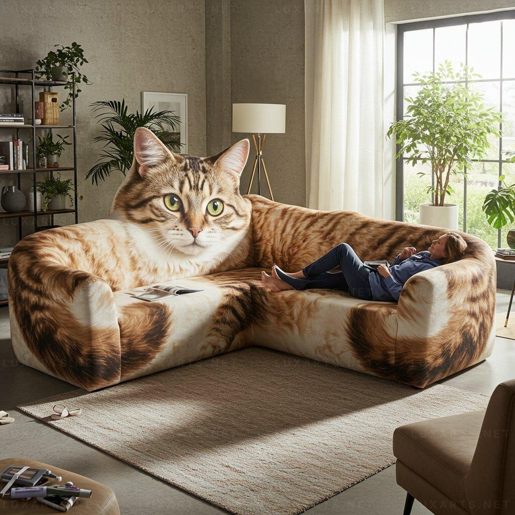 🐱Cat Shaped Sectional Sofas – 💕Unique & Stylish Seating for Cat Lovers