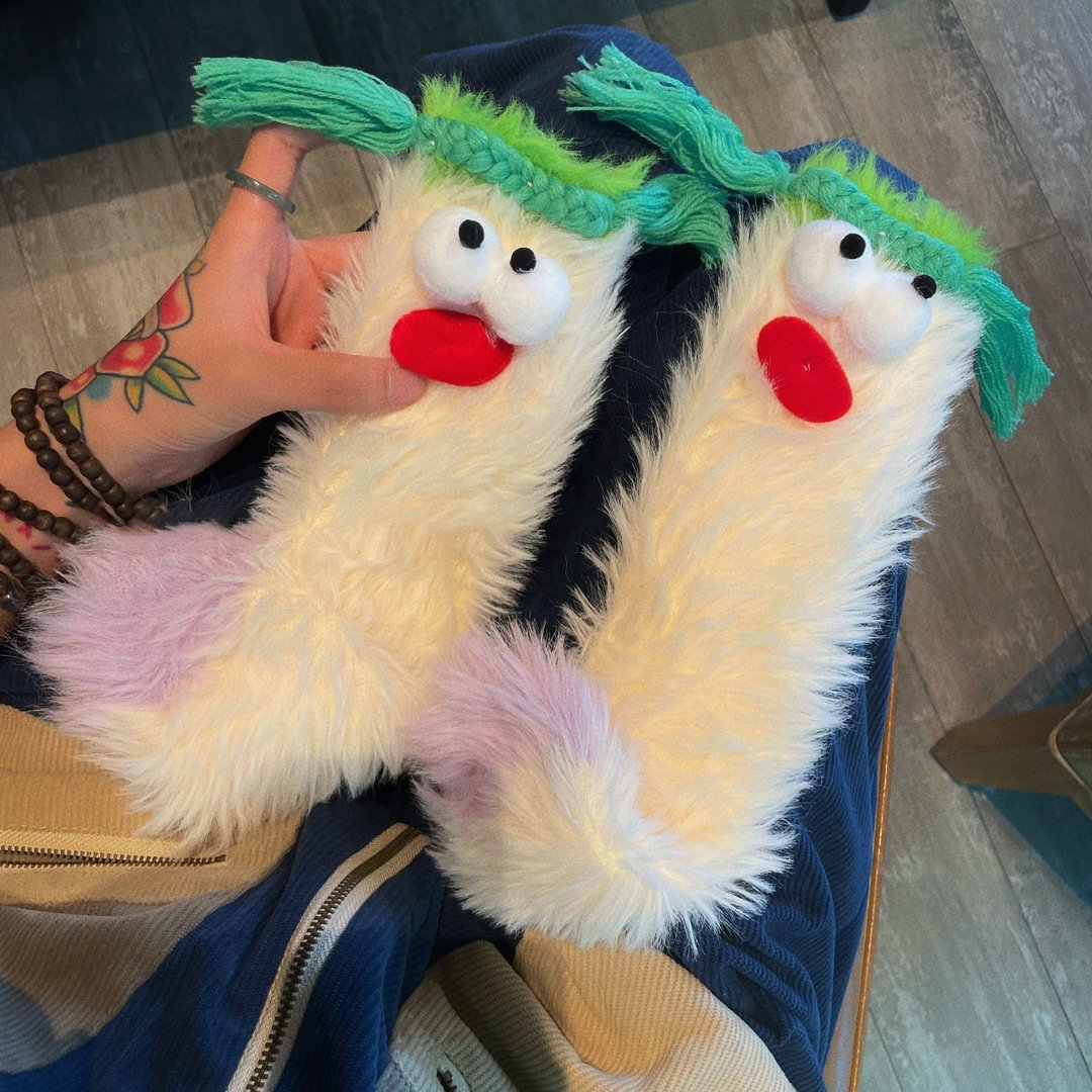 Unleash the Cuteness❄️: Warm & Cozy Fluffy Cartoon Monster Socks on Sale! 🧦👾