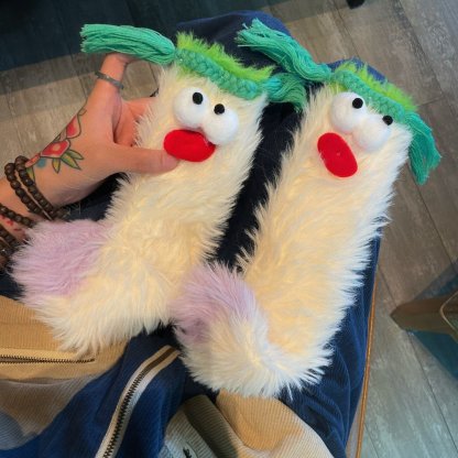 Unleash the Cuteness❄️: Warm & Cozy Fluffy Cartoon Monster Socks on Sale! 🧦👾