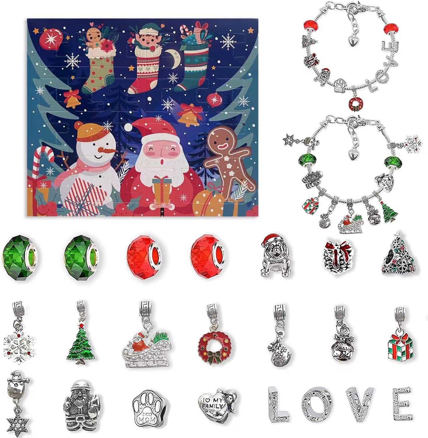 DIY Christmas Advent Calendar Bracelets Set-Pink Laura