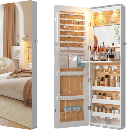 💥2025 Mother's Day Gifts 💖LED Mirror Jewelry Cabinet with RGB Lights