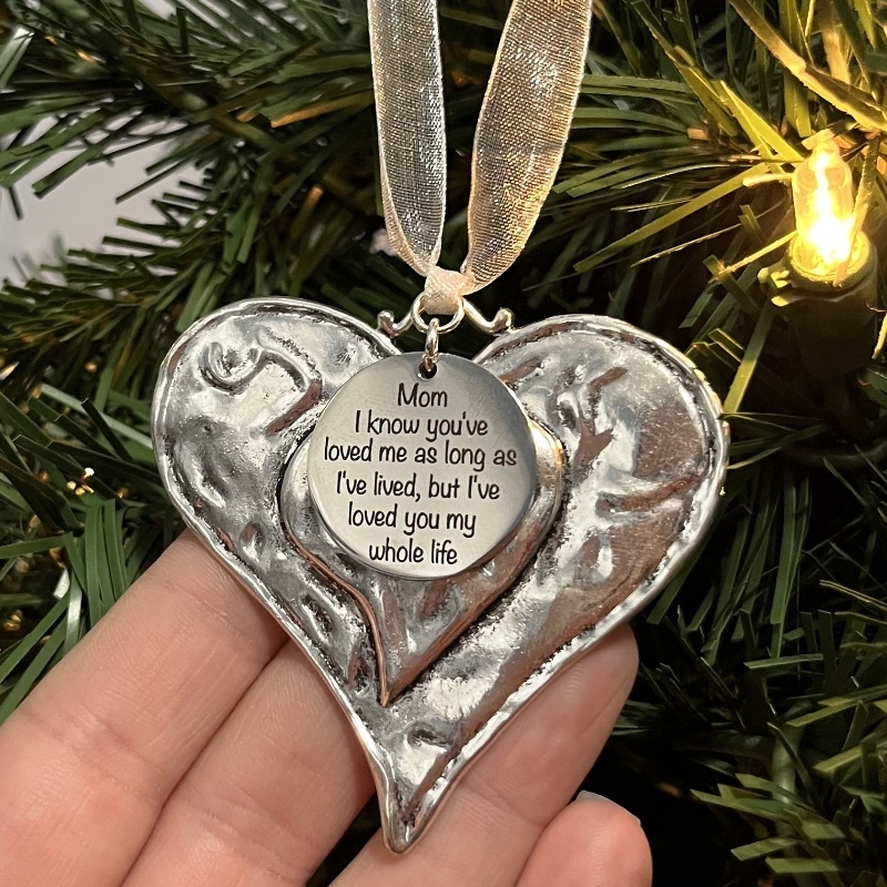 Silver Heart Hanging Ornament Christmas Gift
