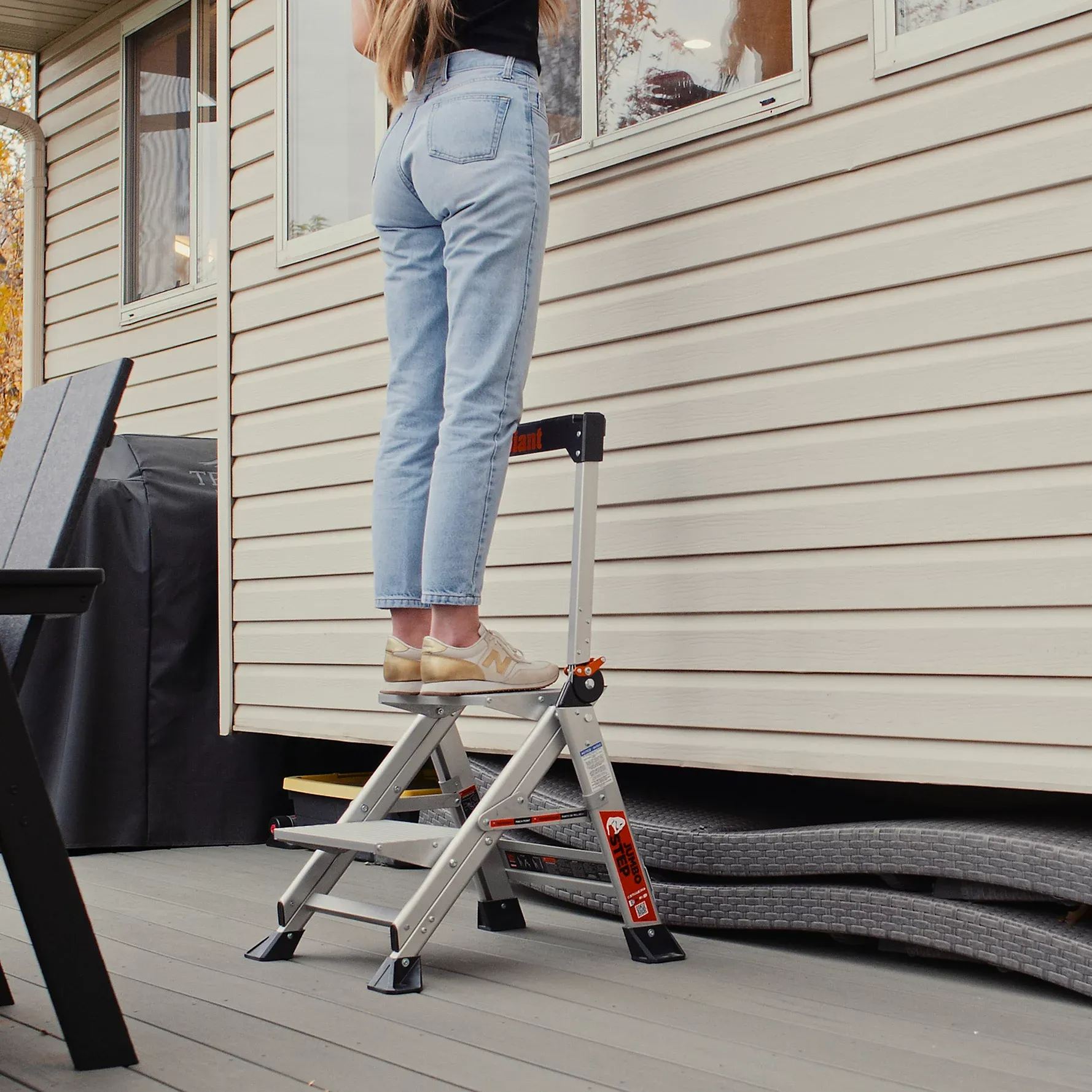 💝𝗧𝗼𝗱𝗮𝘆'𝘀 𝗦𝗽𝗲𝗰𝗶𝗮𝗹𝘀💝Buy 2 Get 2 Free💥Jumbo Step 2/3-Step Aluminum Step Stool with Safety Bar