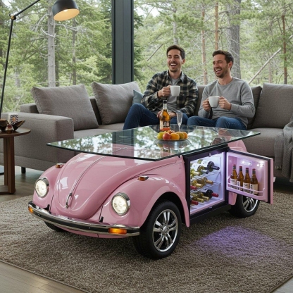 🚗Beetle Inspired Coffee Table with Built-In Fridge: Cool & Creative Home Decor🤩
