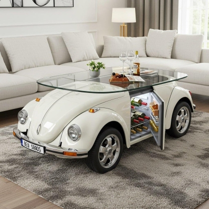 🚗Beetle Inspired Coffee Table with Built-In Fridge: Cool & Creative Home Decor🤩