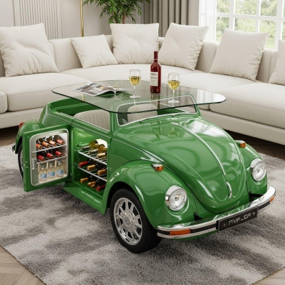 🚗Beetle Inspired Coffee Table with Built-In Fridge: Cool & Creative Home Decor🤩