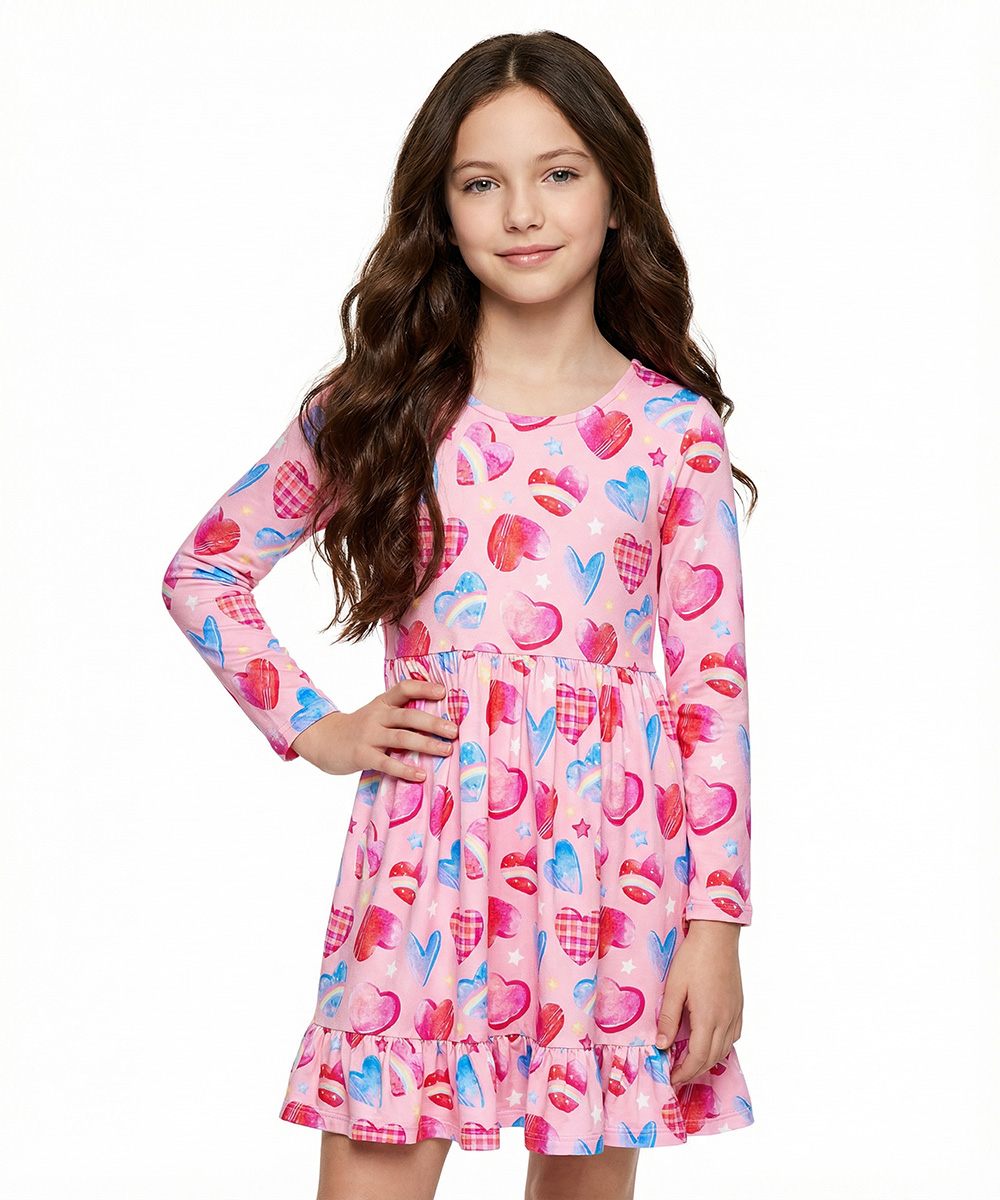 2T-12Y Long Sleeve Bamboo Viscose Girls' Twirl Dresses