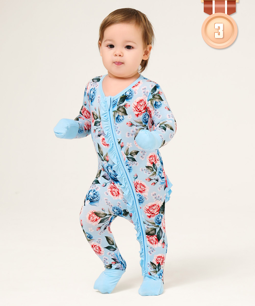 Bamboo Baby Girls 2 Way Zipper Footies