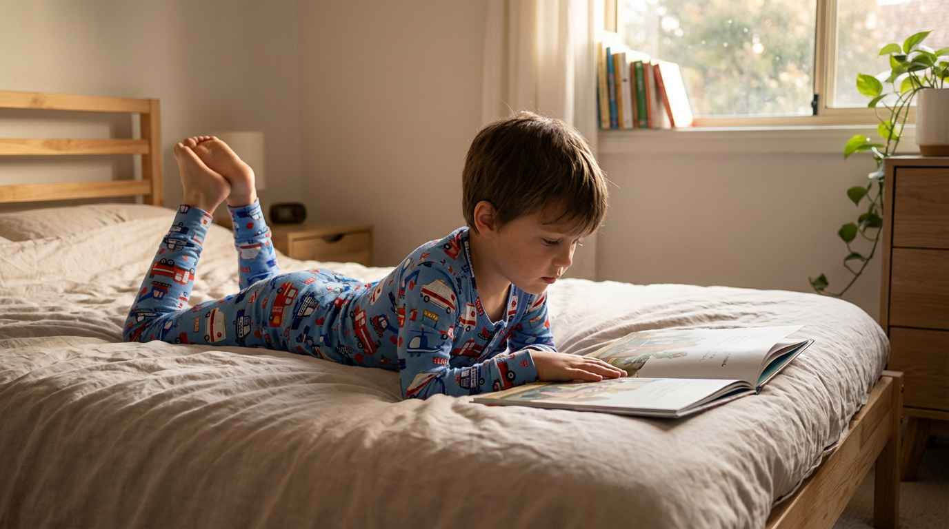 toddler wearing bamboo pajamas indoors