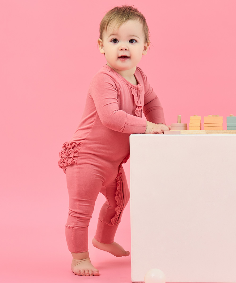 Toddlers Bamboo Fold- Over Footie Pajamas