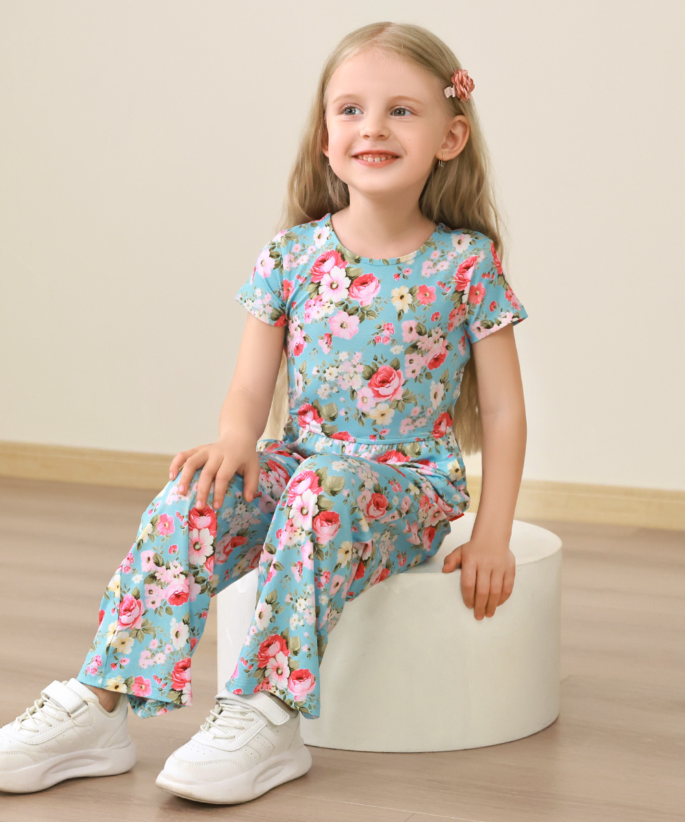 Preschool Girls Flowers Bamboo Outfits