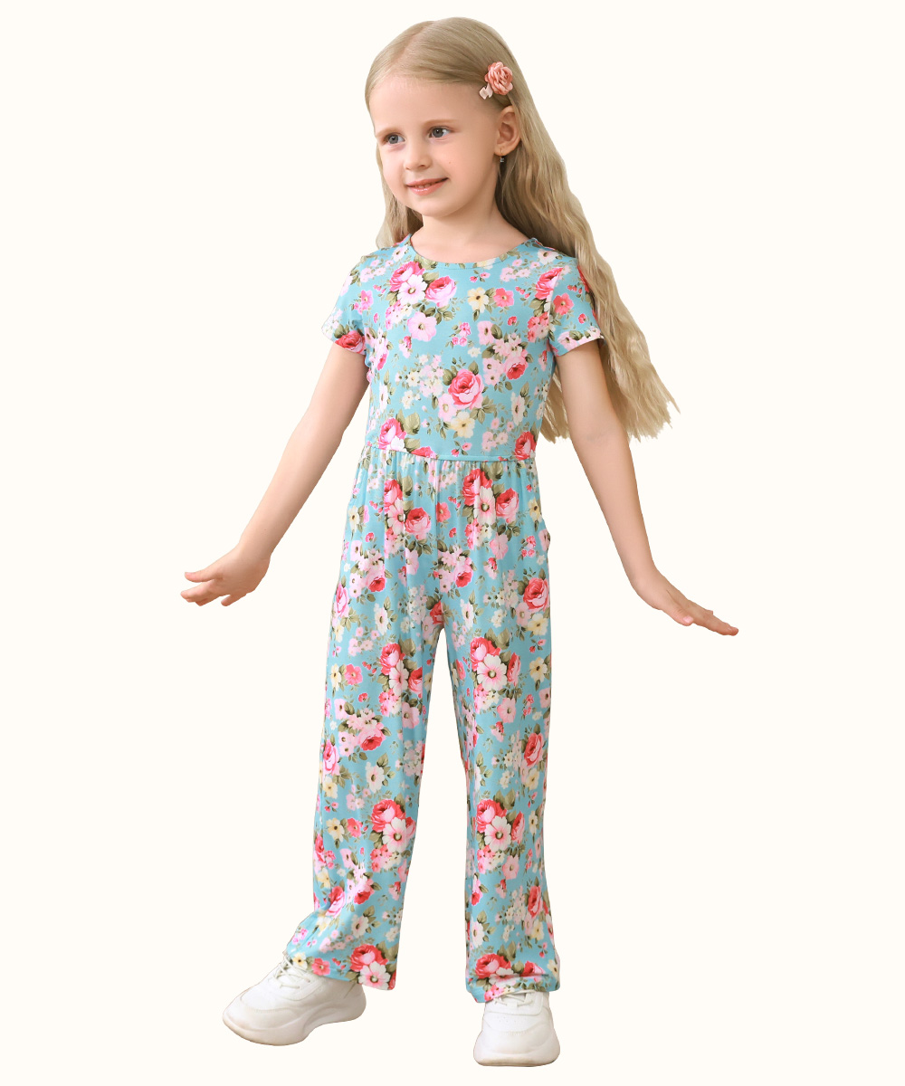 Preschool Girls Flowers Bamboo Outfits