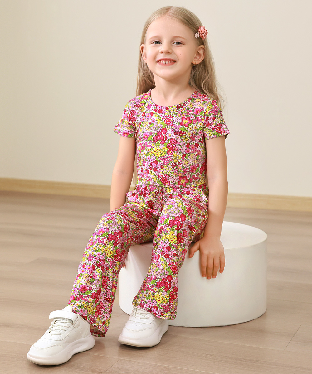 Preschool Girls Flowers Bamboo Outfits