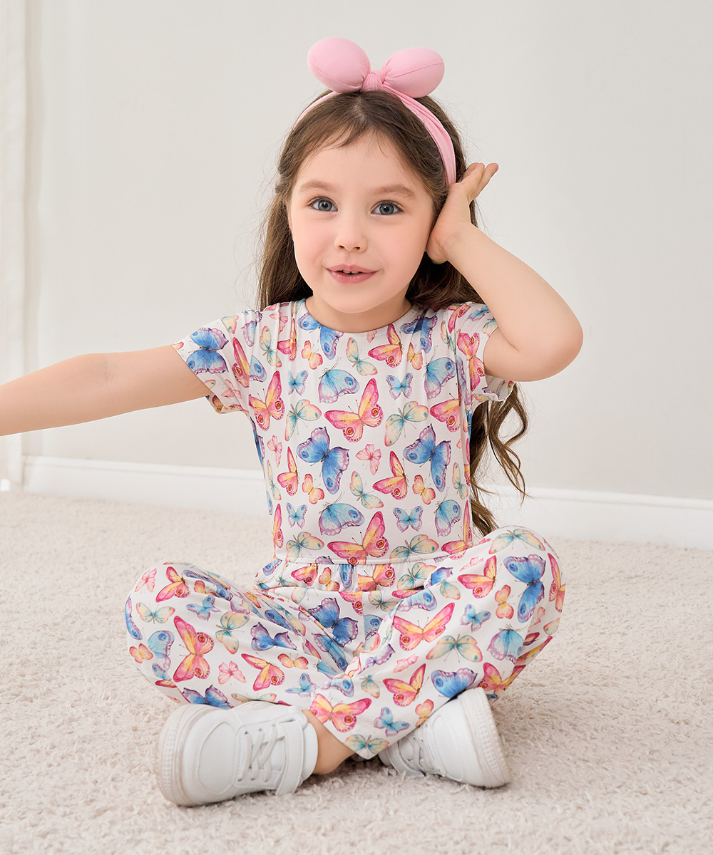 Preschool Girls Short Sleeve Bamboo Outfits