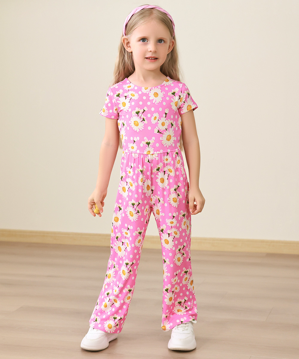 Preschool Girls Flowers Bamboo Outfits