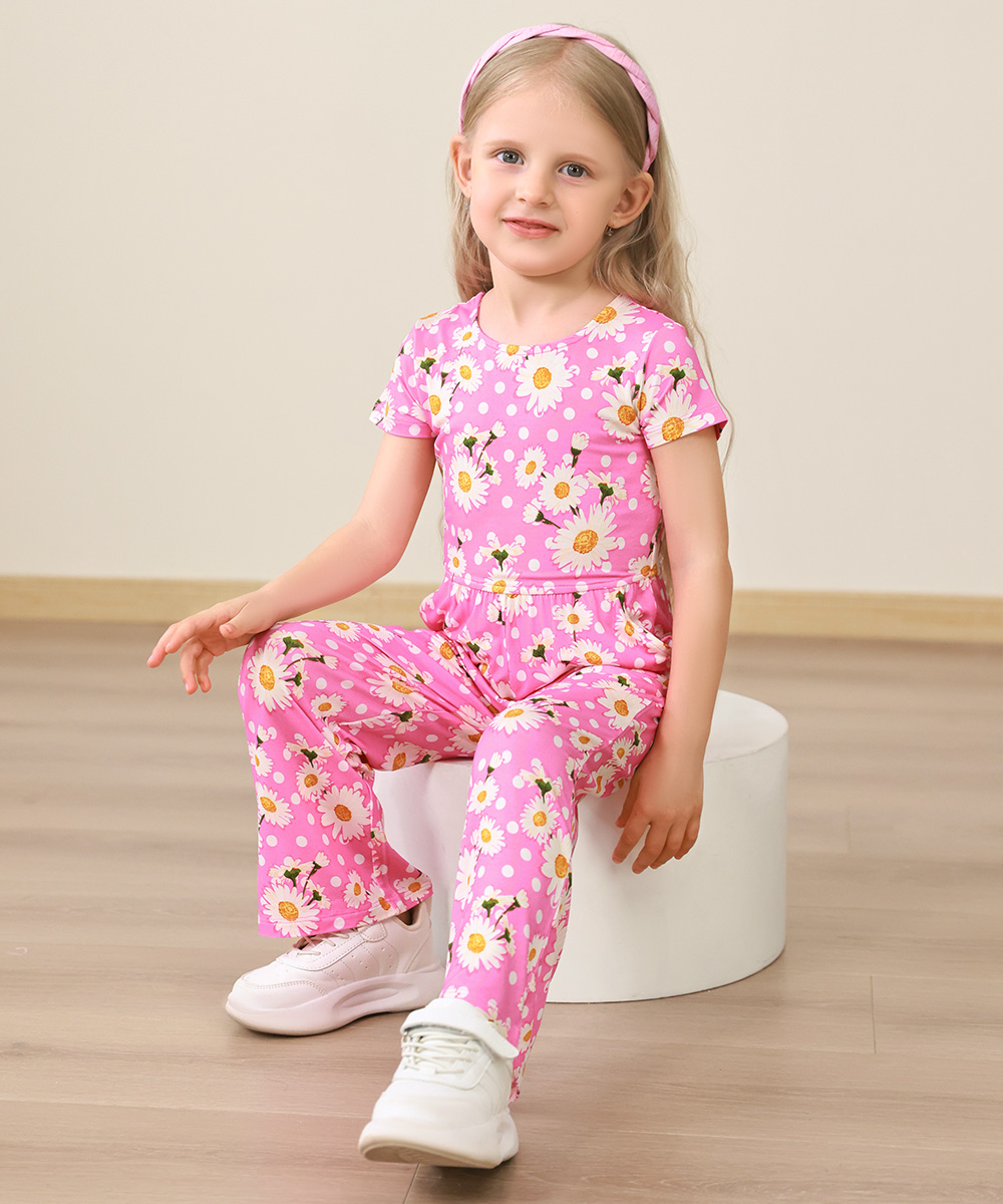 Preschool Girls Flowers Bamboo Outfits