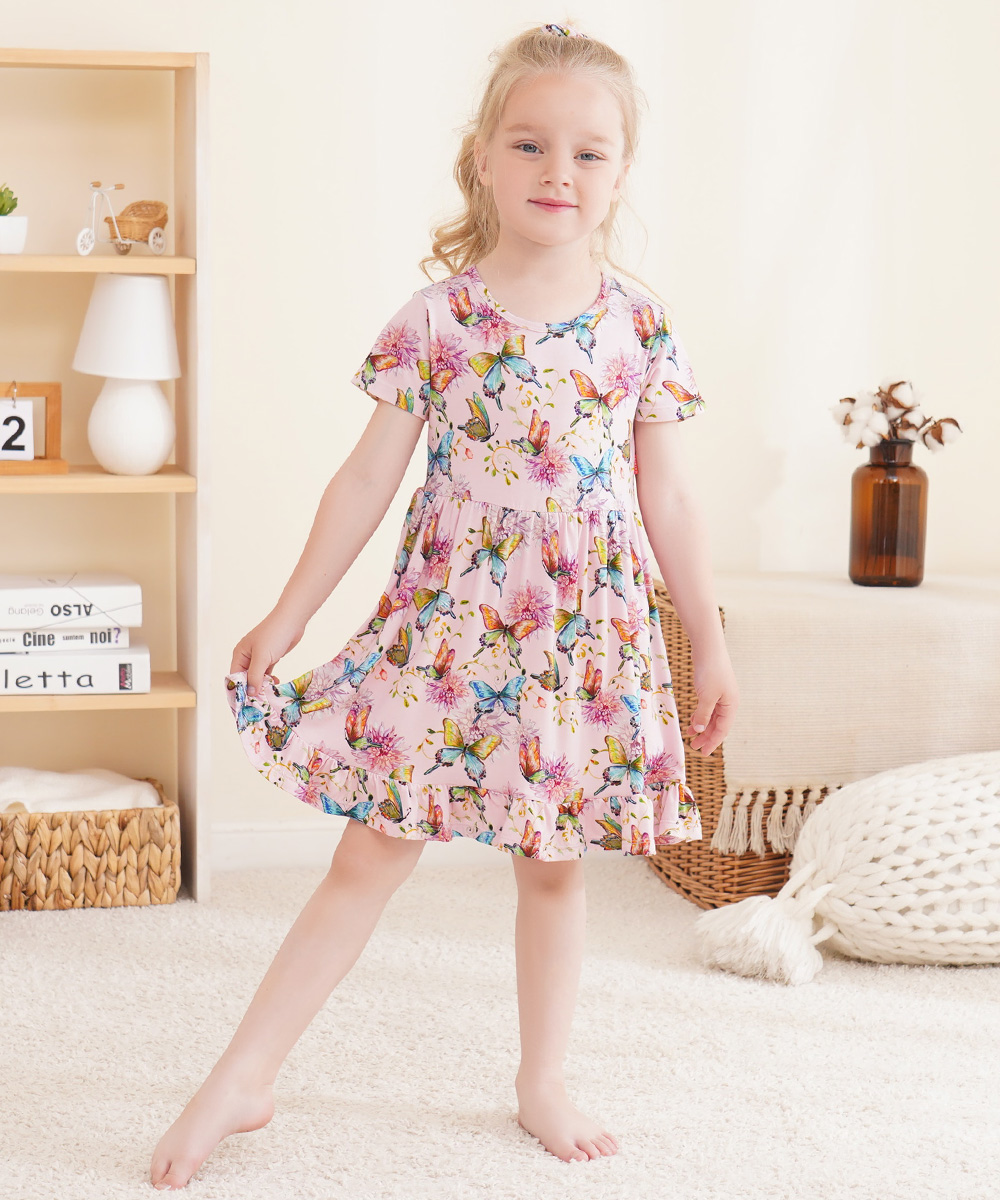 Toddler Girls Short Sleeve Summer Dresses