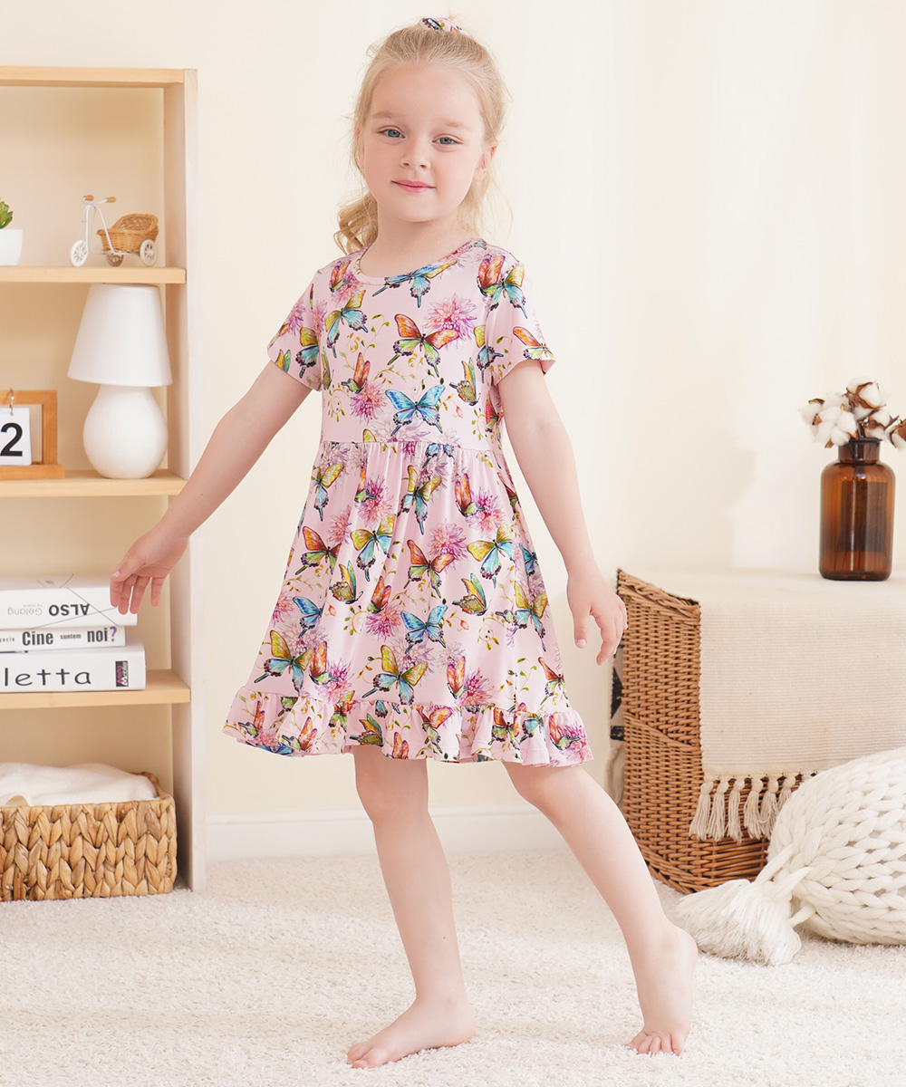 Toddler Girls Short Sleeve Summer Dresses