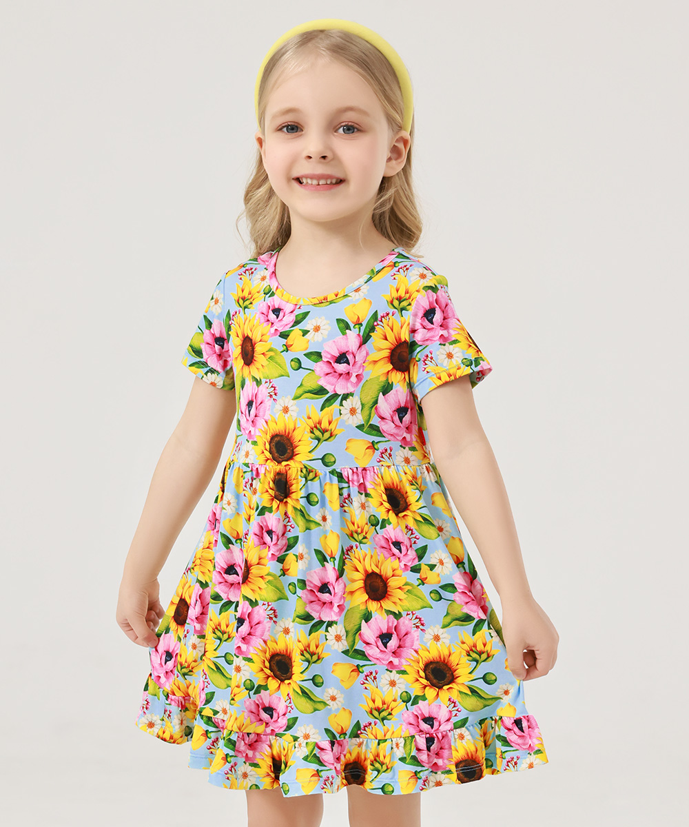 Toddler Girls Short Sleeve Summer Dresses