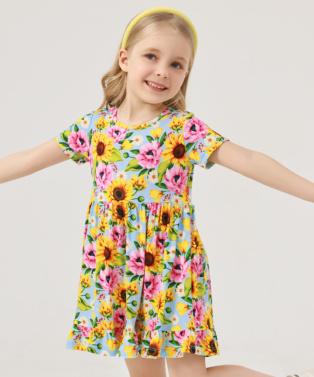 Toddler Girls Short Sleeve Summer Dresses