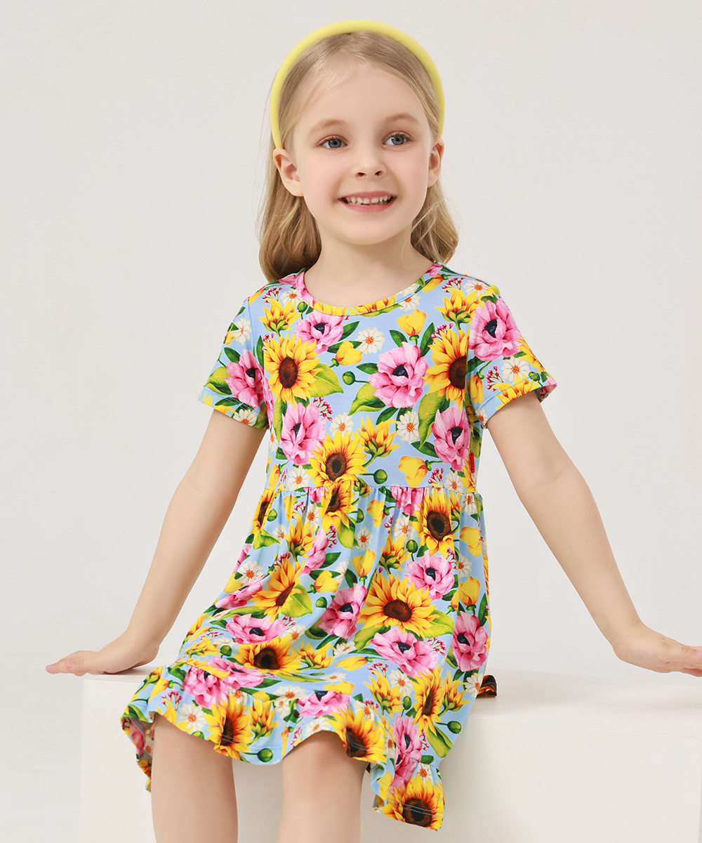 Toddler Girls Short Sleeve Summer Dresses