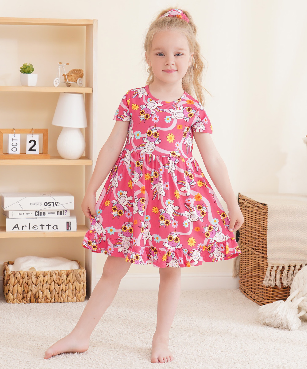 Toddler Girls Short Sleeve Bamboo Dress