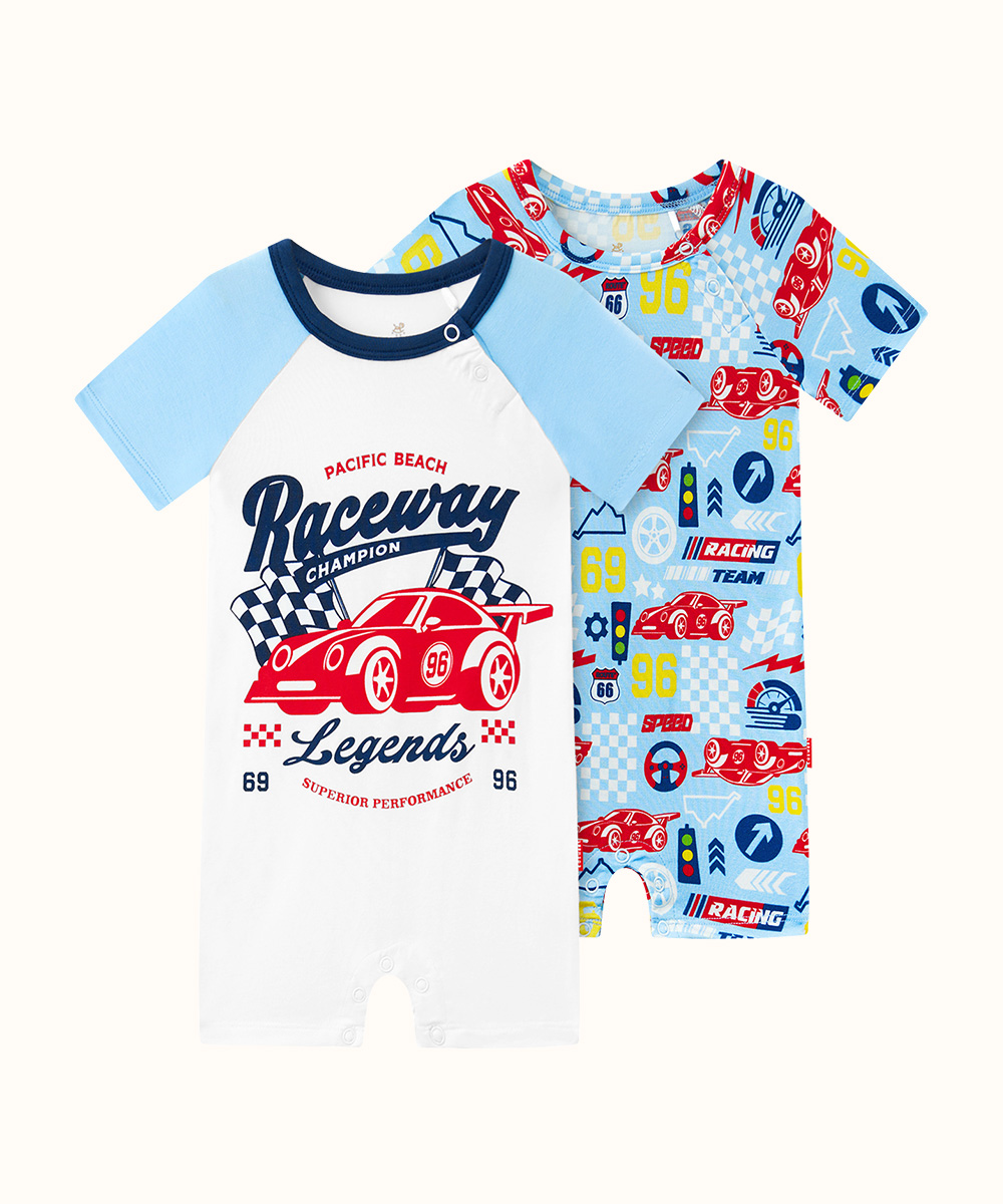 2 Pack Short Sleeve Summer Bamboo Romper