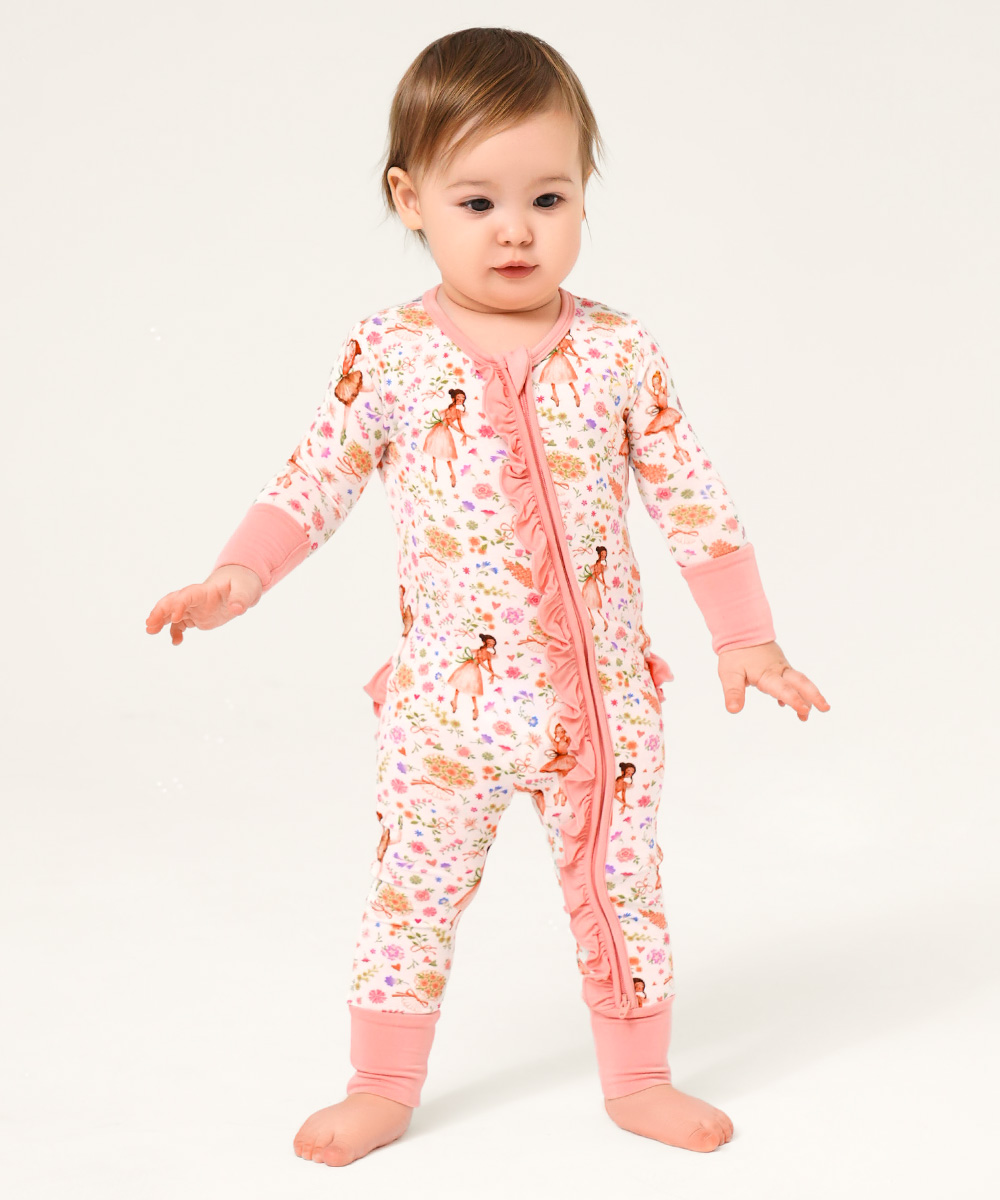 Bamboo Baby Girls 2 Way Zipper Footies
