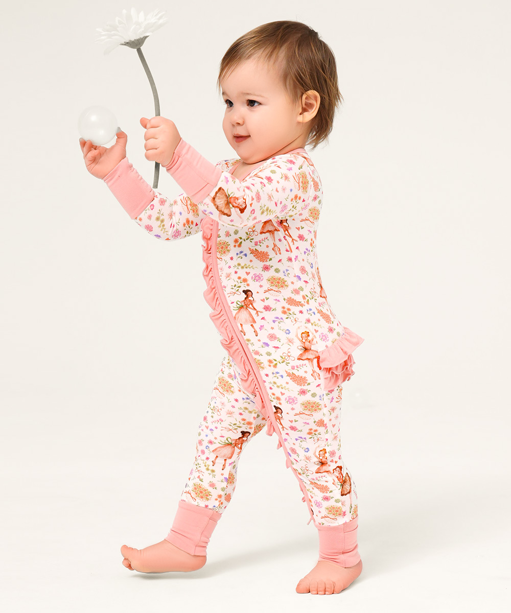 Bamboo Baby Girls 2 Way Zipper Footies