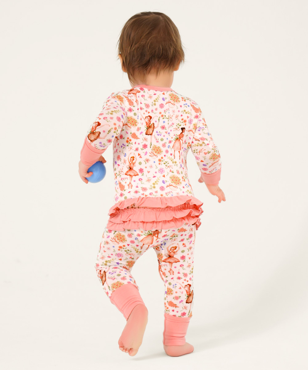 Bamboo Baby Girls 2 Way Zipper Footies